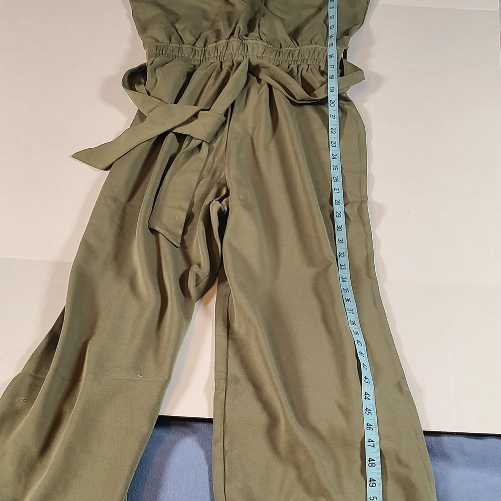 The Drop Elegant Caralynmirand Sleeveless Belted M Olive Green  Jumpsuit NWT - Picture 11 of 13